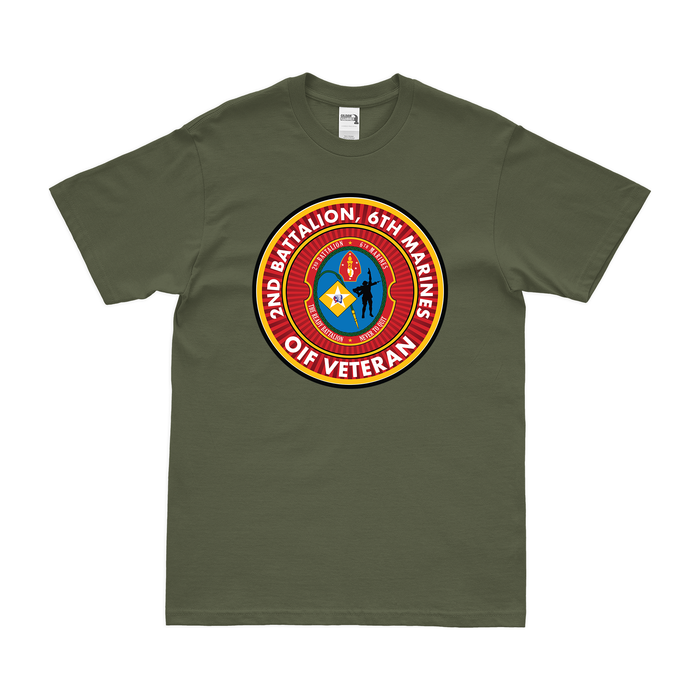 2/6 Marines OIF Veteran T-Shirt Tactically Acquired Military Green Clean Small