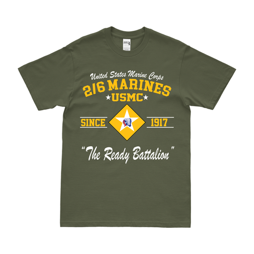 2/6 Marines Since 1917 Unit Legacy T-Shirt Tactically Acquired Military Green Clean Small