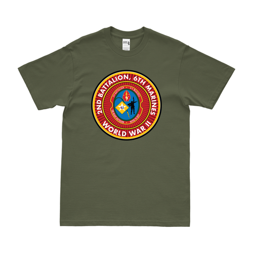 2/6 Marines World War II T-Shirt Tactically Acquired Military Green Clean Small