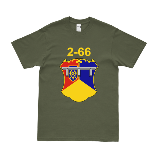 2-66 Armor Regiment Unit Emblem T-Shirt Tactically Acquired Military Green Clean Small