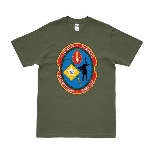 2nd Bn 6th Marines (2/6 Marines) Unit Logo T-Shirt Tactically Acquired Military Green Clean Small