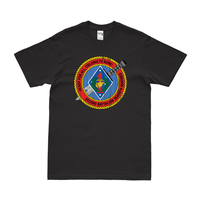 2/7 Marines Unit Emblem T-Shirt Tactically Acquired Black Distressed Small