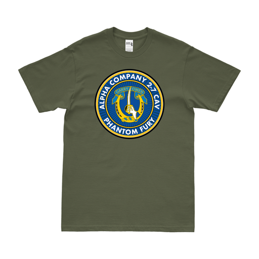 A. Company 2-7 CAV Phantom Fury Emblem T-Shirt Tactically Acquired Military Green Clean Small