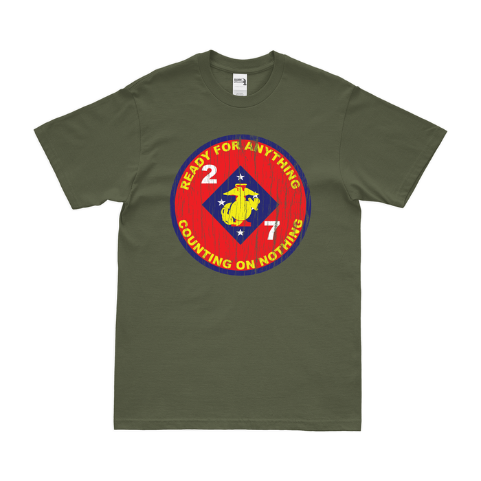 2/7 Marines Vietnam Unit Emblem T-Shirt Tactically Acquired Military Green Distressed Small