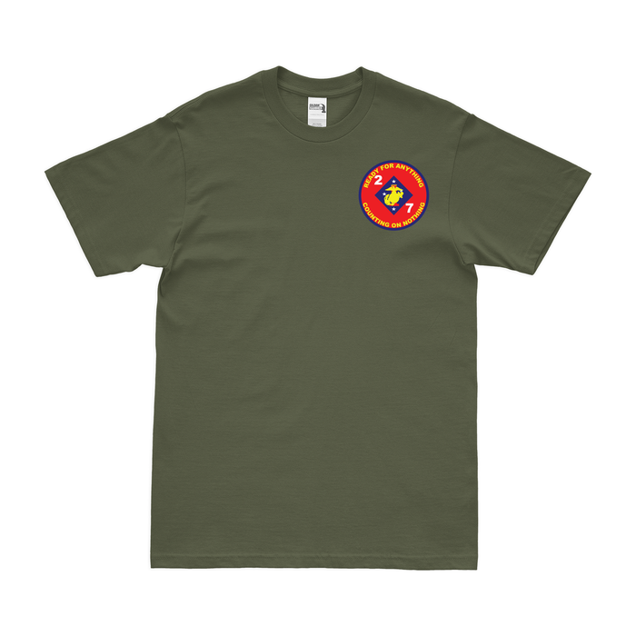 2/7 Marines Vietnam Logo Left Chest Emblem T-Shirt Tactically Acquired Military Green Small 