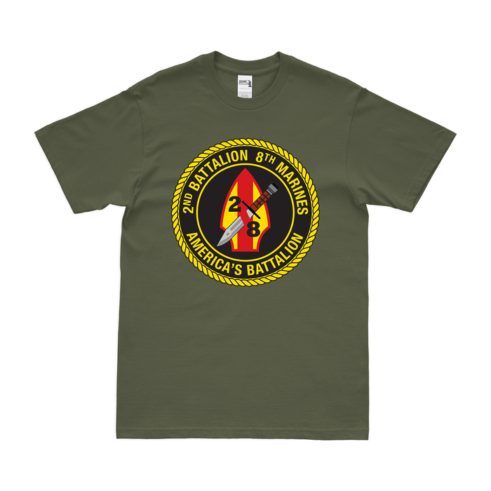 2/8 Marines Unit Emblem T-Shirt Tactically Acquired Military Green Clean Small