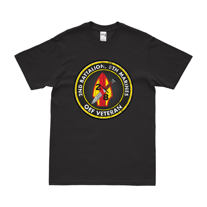 2/8 Marines OEF Veteran T-Shirt Tactically Acquired Black Distressed Small