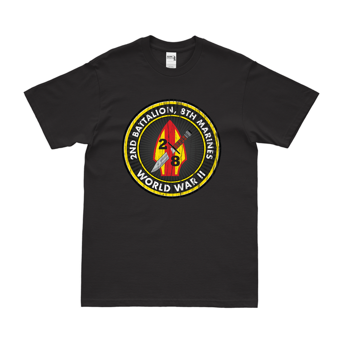 2/8 Marines World War II Legacy Veteran T-Shirt Tactically Acquired Black Distressed Small