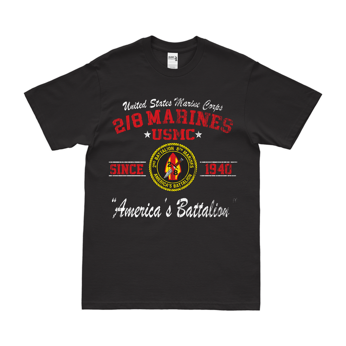 2/8 Marines Since 1940 USMC Legacy T-Shirt Tactically Acquired Black Distressed Small