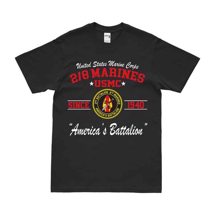 2/8 Marines Since 1940 USMC Legacy T-Shirt Tactically Acquired Black Clean Small