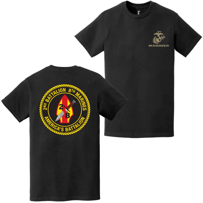 Double-Sided 2/8 Marines Unit Logo EGA T-Shirt Tactically Acquired   