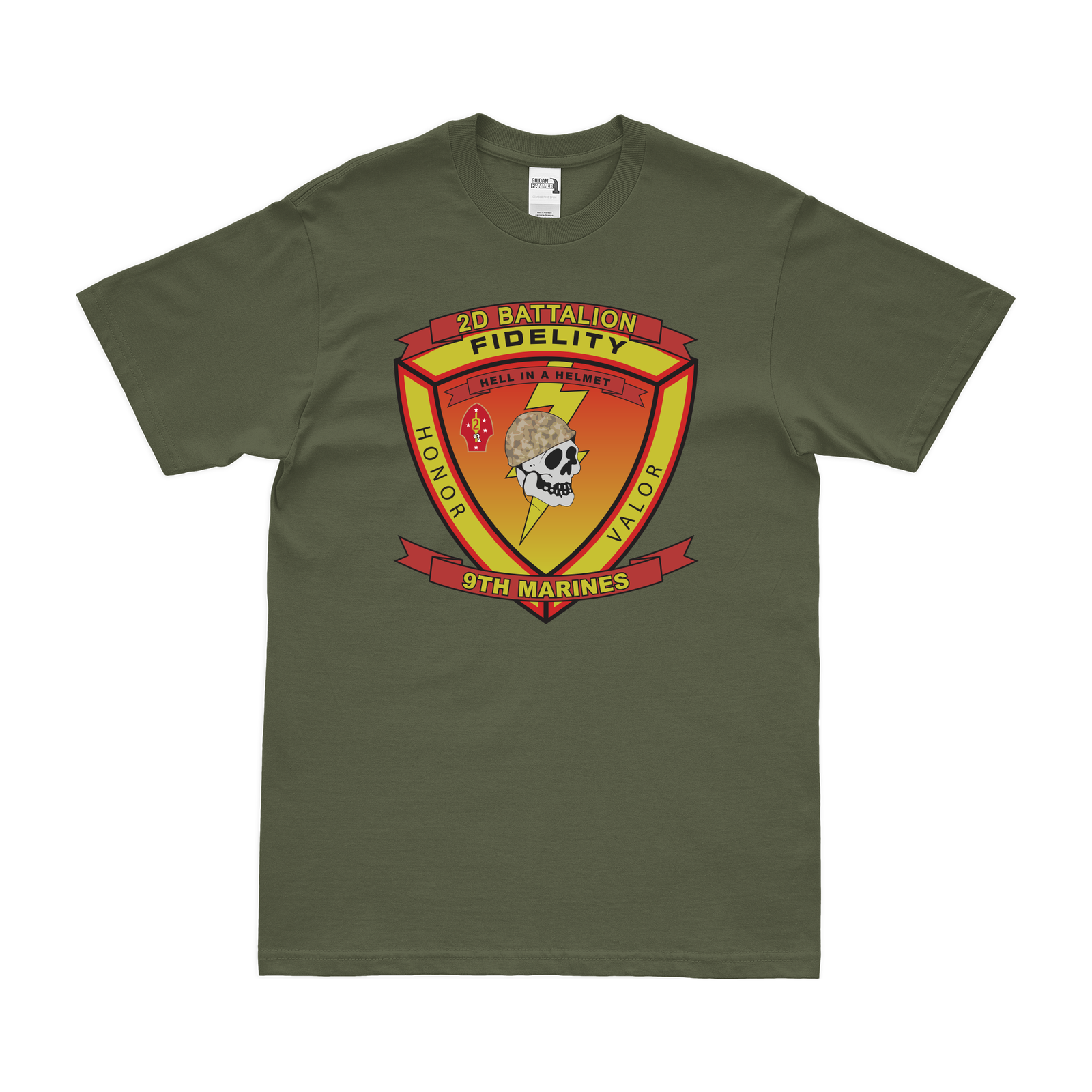 2/9 Marines Unit Emblem T-Shirt Tactically Acquired Military Green Clean Small