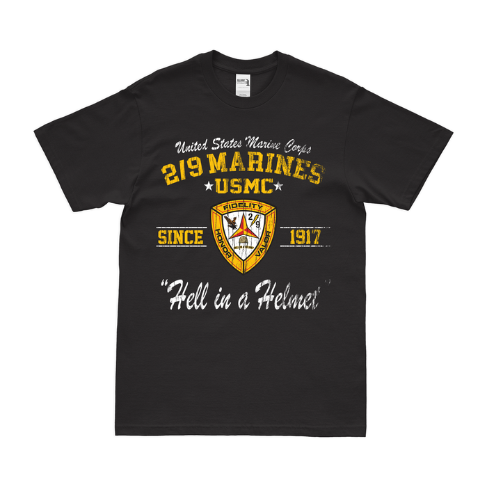 2/9 Marines Since 1917 Unit Legacy T-Shirt Tactically Acquired Black Distressed Small