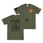 Double-Sided 2/9 Marines Whiskey Label T-Shirt Tactically Acquired Military Green Small 