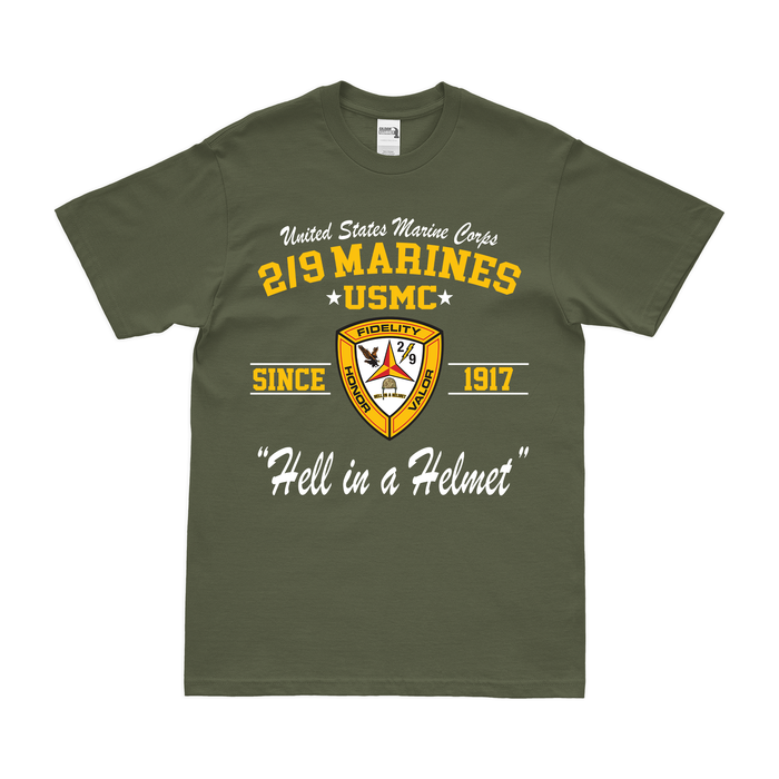 2/9 Marines Since 1917 Unit Legacy T-Shirt Tactically Acquired Military Green Clean Small