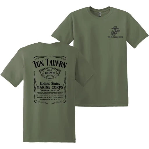 Double-Sided Forged at Tun Tavern Whiskey Label T-Shirt Tactically Acquired   