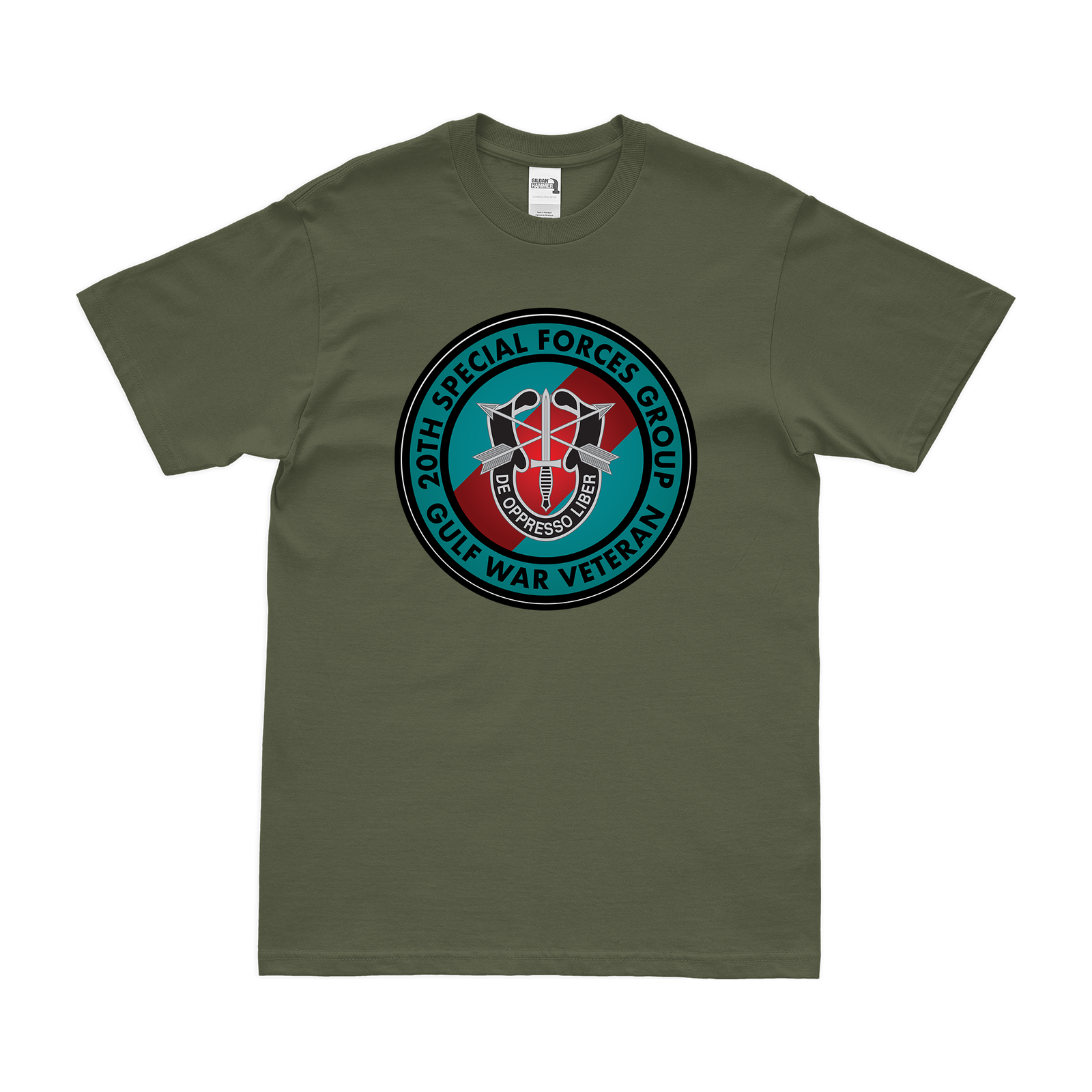 20th Special Forces Group (20th SFG) Gulf War Veteran T-Shirt Tactically Acquired Military Green Small 