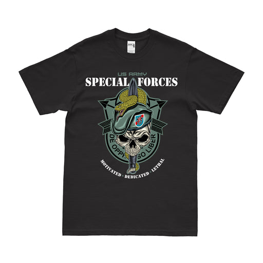 20th Special Forces Group (20th SFG) 'Snake Eaters' Skull T-Shirt Tactically Acquired Small Black 