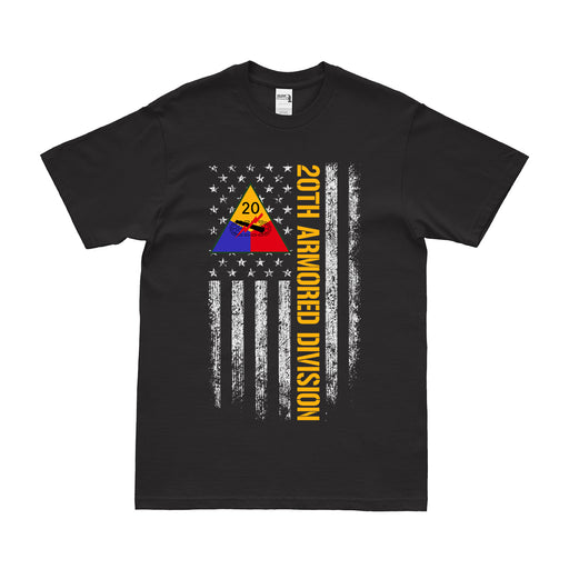 Patriotic 20th Armored Division American Flag T-Shirt Tactically Acquired Small Black 