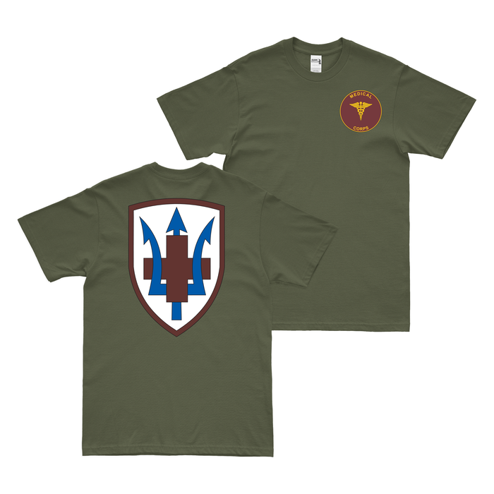 Double-Sided 213th Medical Brigade Logo T-Shirt Tactically Acquired Military Green Small 