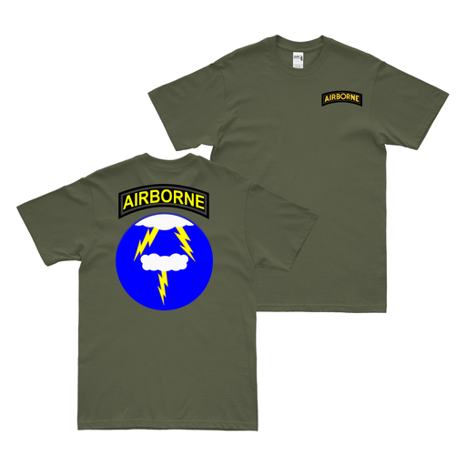 Double-Sided 21st Airborne Division T-Shirt Tactically Acquired Military Green Small 