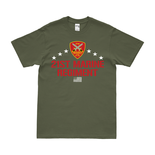 Patriotic 21st Marine Regiment T-Shirt Tactically Acquired Military Green Small 