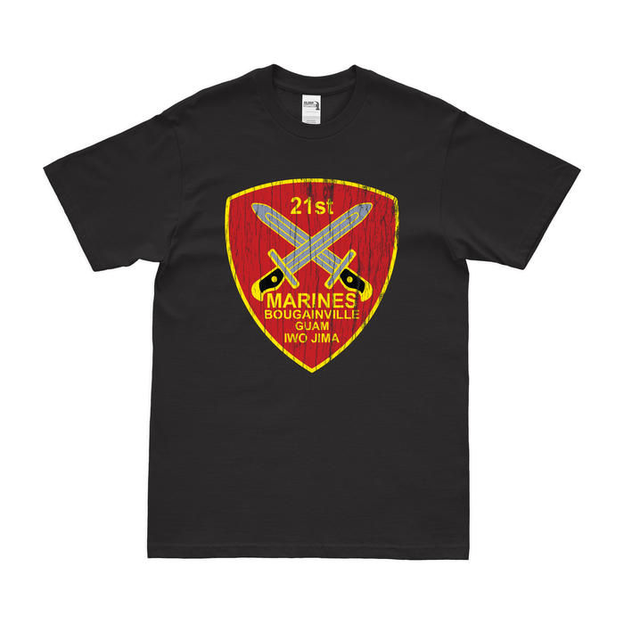 21st Marine Regiment Logo Emblem T-Shirt Tactically Acquired Black Distressed Small