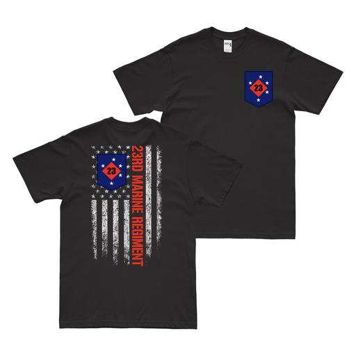 Double-Sided 23rd Marine Regiment American Flag T-Shirt Tactically Acquired Black Small 