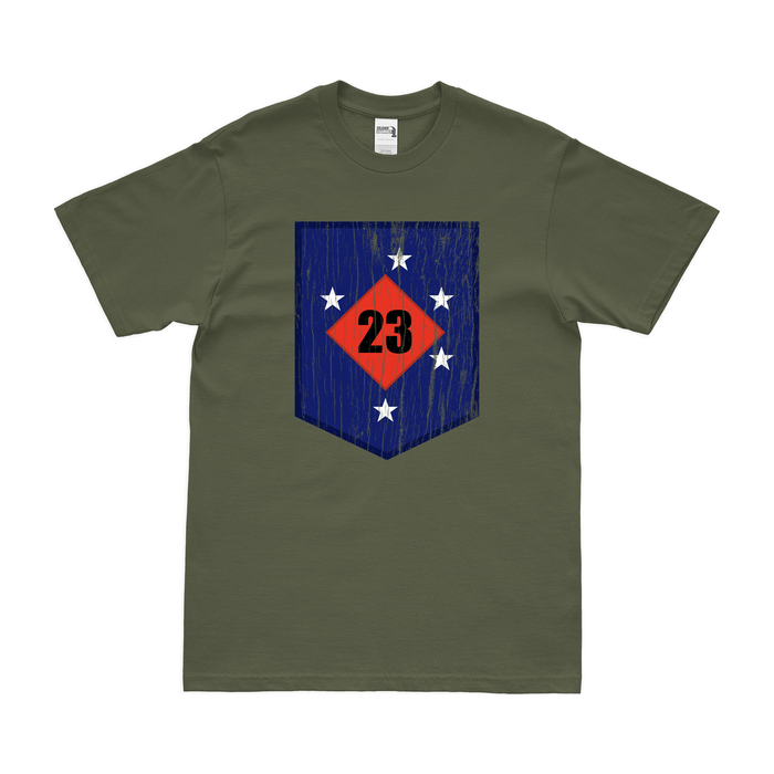 23rd Marine Regiment Logo Emblem T-Shirt Tactically Acquired Military Green Distressed Small