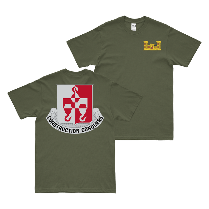 Double-Sided 244th Engineer Battalion T-Shirt Tactically Acquired Military Green Small 