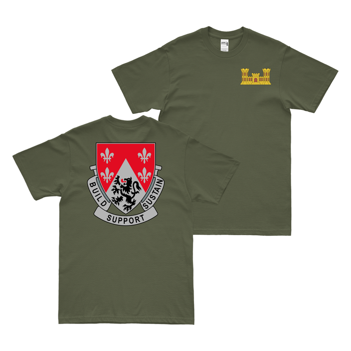 Double-Sided 249th Engineer Battalion T-Shirt Tactically Acquired Military Green Small 