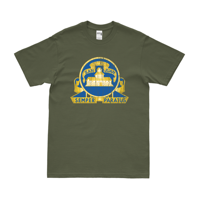 U.S. Army 24th Infantry Regiment Unit Logo Emblem T-Shirt Tactically Acquired Military Green Distressed Small