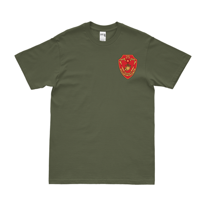 25th Marine Regiment Left Chest Emblem T-Shirt Tactically Acquired Military Green Small 