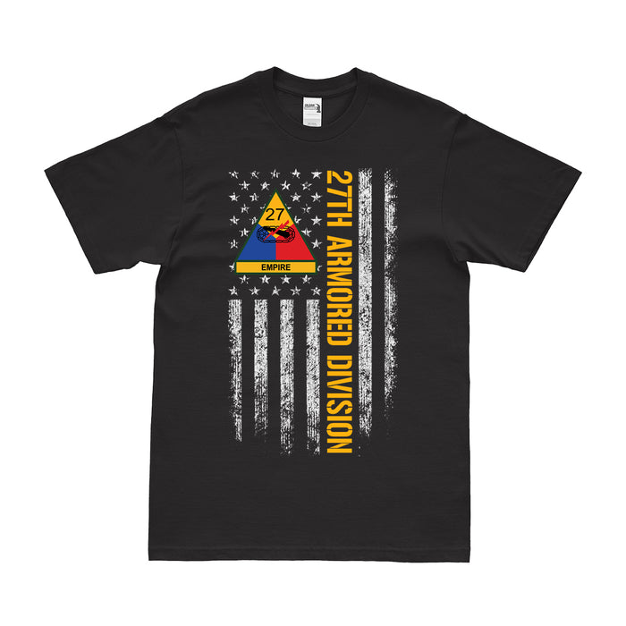 Patriotic 27th Armored Division 'Empire' American Flag T-Shirt Tactically Acquired Small Black 