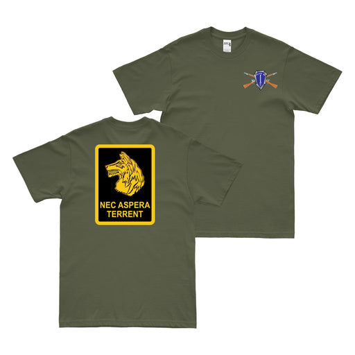 Double-Sided 27th Infantry Regiment "Wolfhounds" T-Shirt Tactically Acquired Military Green Small 