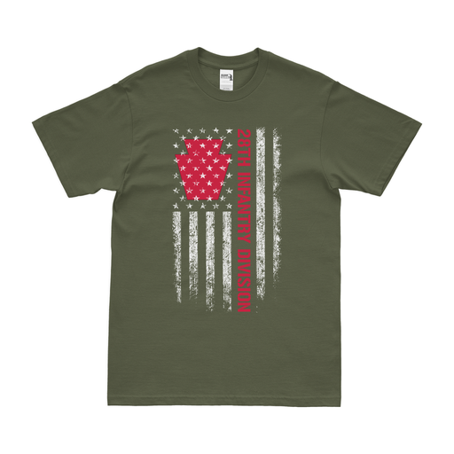 U.S. Army 28th Infantry Division American Flag T-Shirt Tactically Acquired Small Military Green 