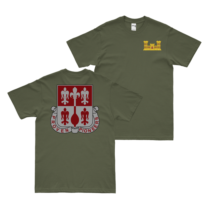 Double-Sided U.S. Army 299th Engineer Battalion T-Shirt Tactically Acquired Military Green Small 