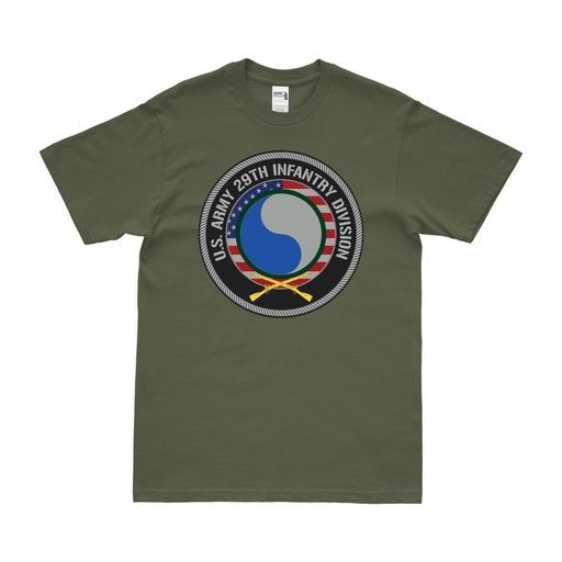 29th Infantry Division American Flag Emblem T-Shirt Tactically Acquired Small Military Green 