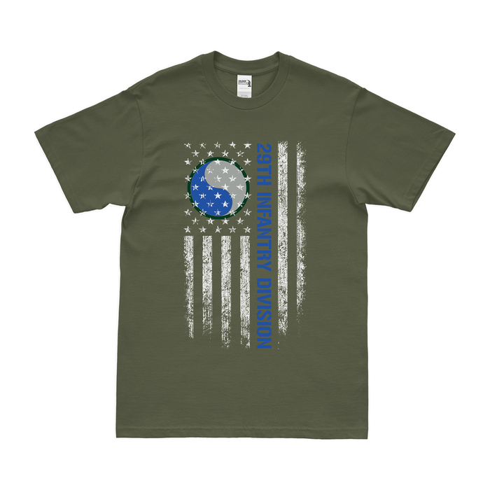 U.S. Army 29th Infantry Division American Flag T-Shirt Tactically Acquired Small Military Green 