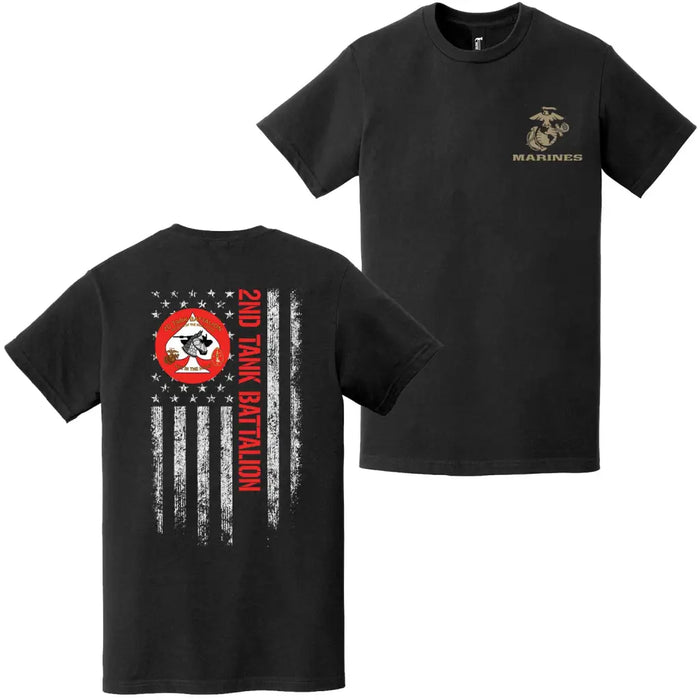 Double-Sided 2nd Tank Battalion USMC American Flag T-Shirt Tactically Acquired   
