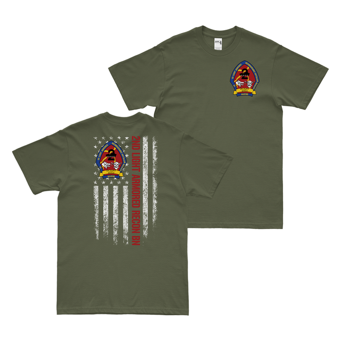 Double-Sided 2d LAR USMC American Flag T-Shirt Tactically Acquired Military Green Small 