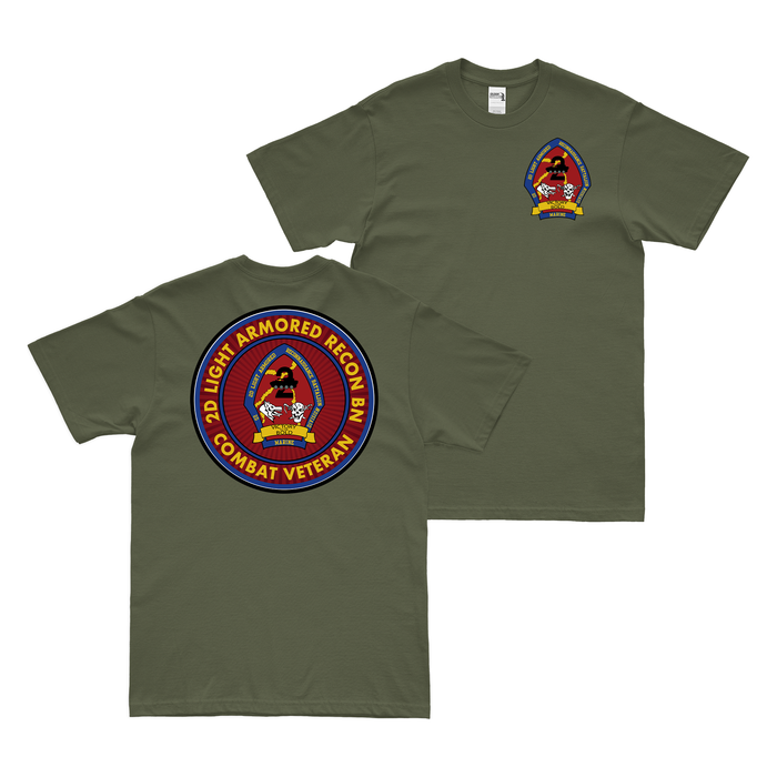 Double-Sided 2d LAR USMC Combat Veteran T-Shirt Tactically Acquired Military Green Small 