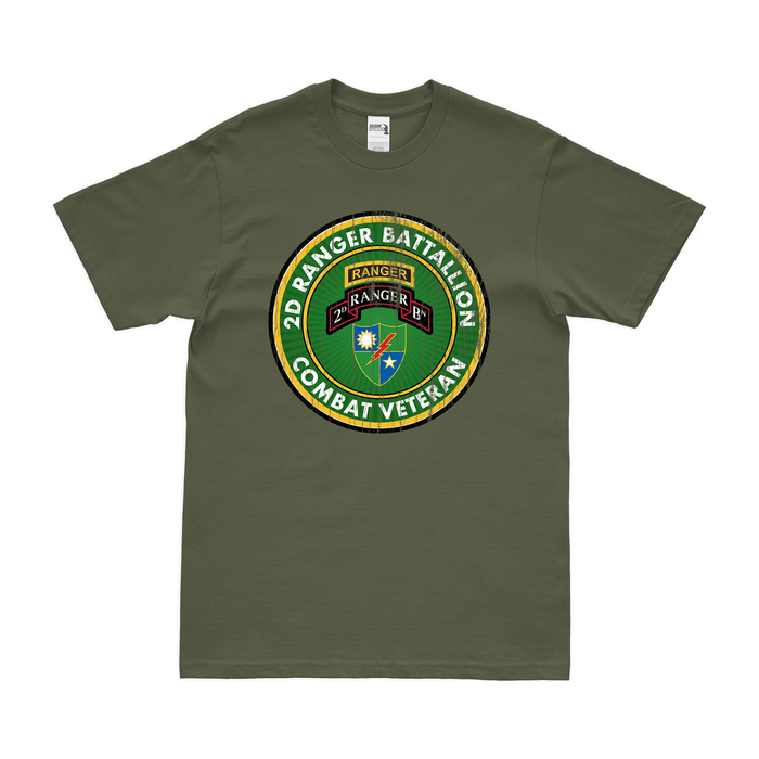 2d Ranger Battalion Combat Veteran T-Shirt Tactically Acquired Military Green Distressed Small