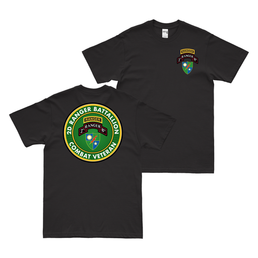 Double-Sided 2nd Ranger Battalion Combat Veteran T-Shirt Tactically Acquired Black Small 