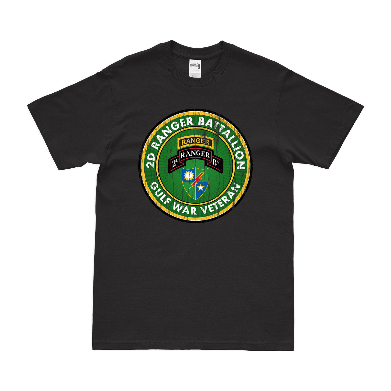 2d Ranger Battalion Gulf War Veteran T-Shirt Tactically Acquired Black Distressed Small