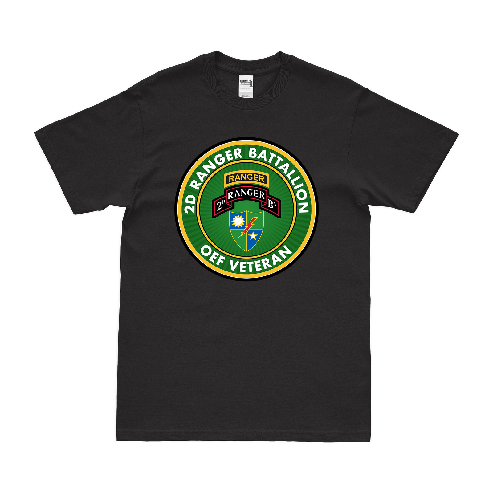 2d Ranger Battalion OEF Veteran T-Shirt Tactically Acquired Black Clean Small