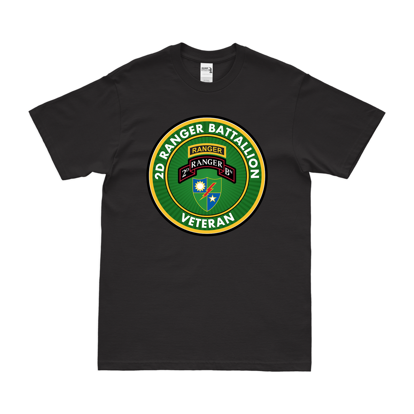 2d Ranger Battalion Veteran T-Shirt Tactically Acquired Black Clean Small
