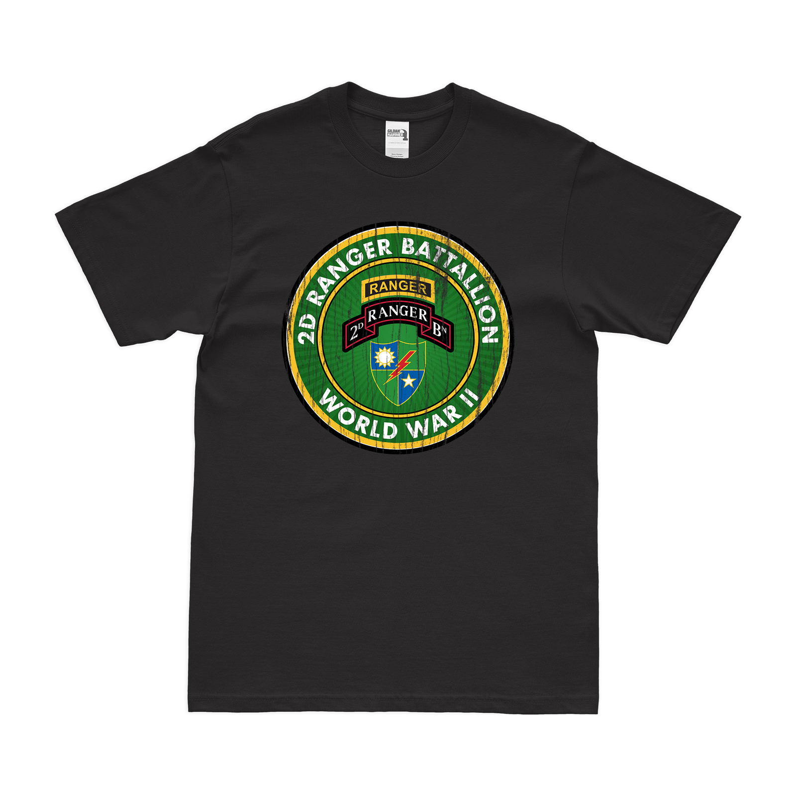 2d Ranger Battalion WW2 Legacy T-Shirt Tactically Acquired Black Distressed Small
