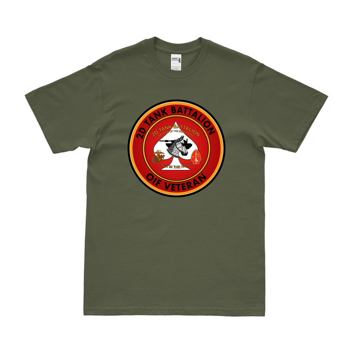 2nd Tank Battalion OIF Veteran USMC T-Shirt Tactically Acquired Military Green Clean Small