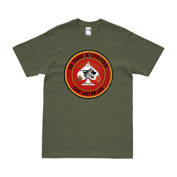 2nd Tank Battalion OIF Veteran USMC T-Shirt Tactically Acquired Military Green Distressed Small